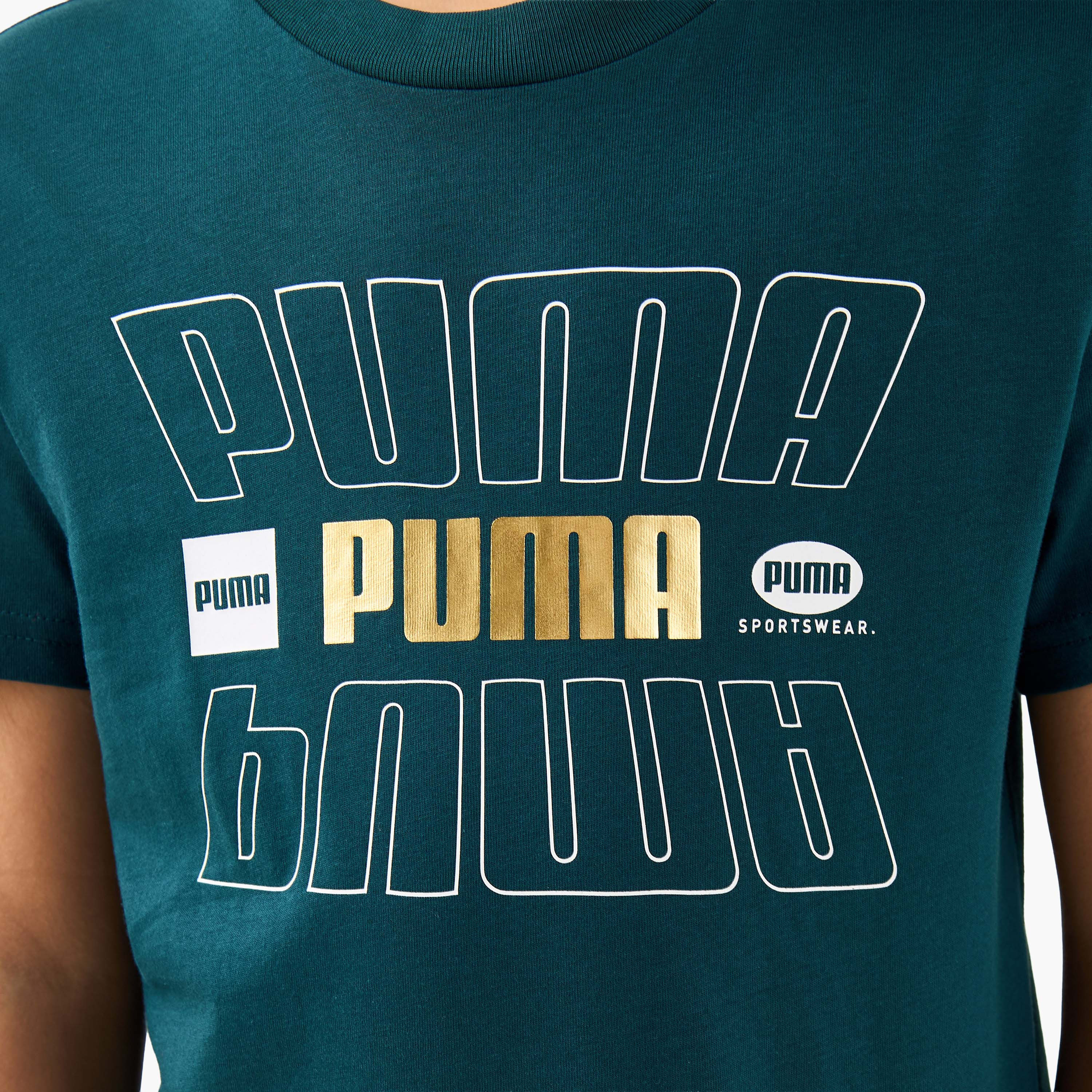 PUMA Boys Crew Neck T-shirt with Logo Print - Cotton - Short Sleeves-sports-boys-clothing-tops-image-5