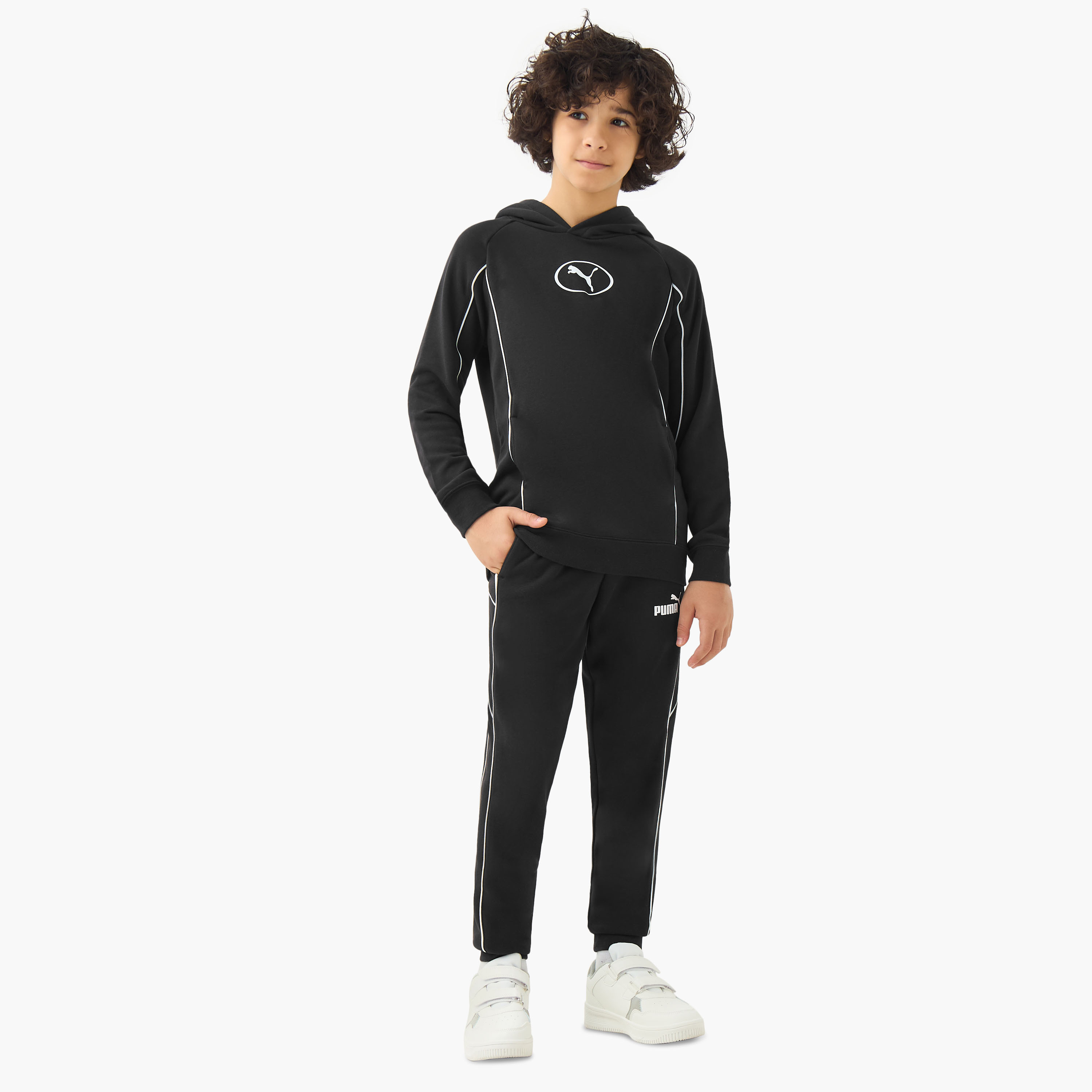 سويت شيرت بأكمام طويلة وقبعة مزيّن بخطوط بارزة للأولاد من بوما - قطن-sports-boys-clothing-tops-image-2