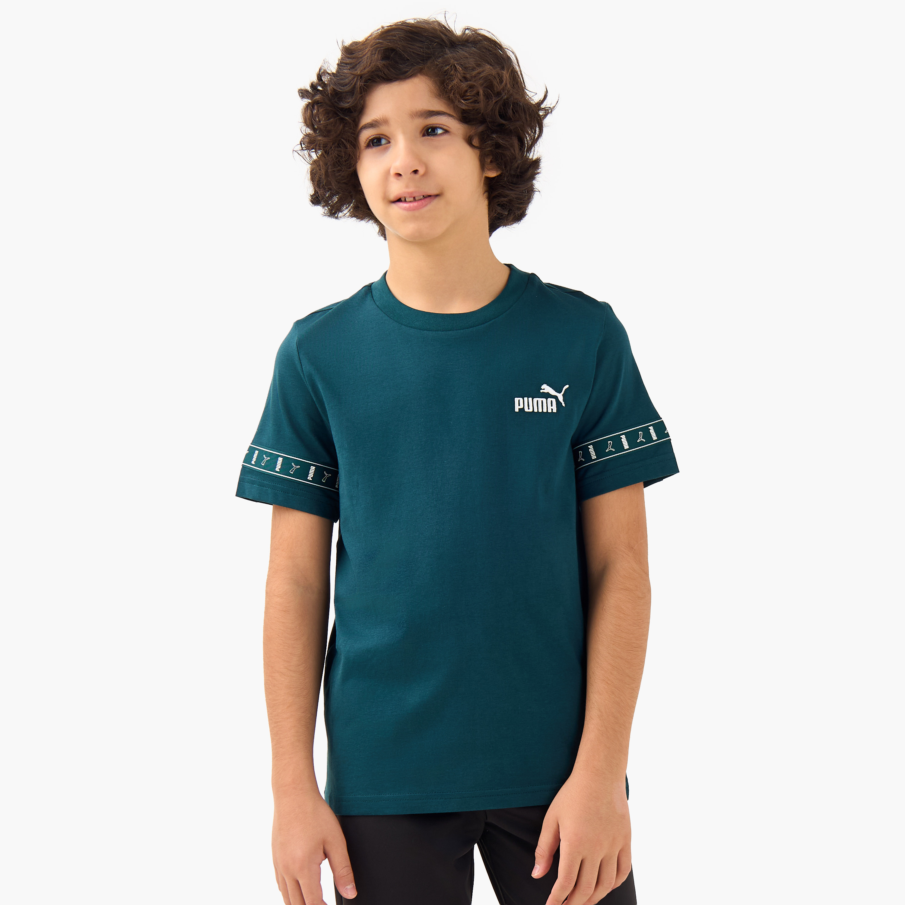 PUMA Boys Crew Neck T-shirt with Logo Embroidery - Cotton - Short Sleeves-sports-boys-clothing-tops-image-1