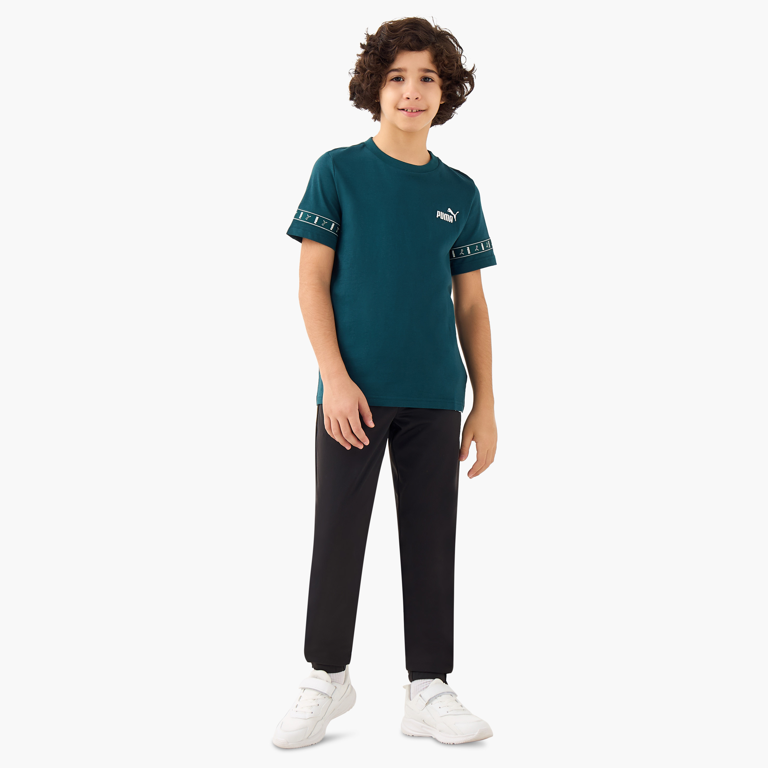 PUMA Boys Crew Neck T-shirt with Logo Embroidery - Cotton - Short Sleeves-sports-boys-clothing-tops-image-2