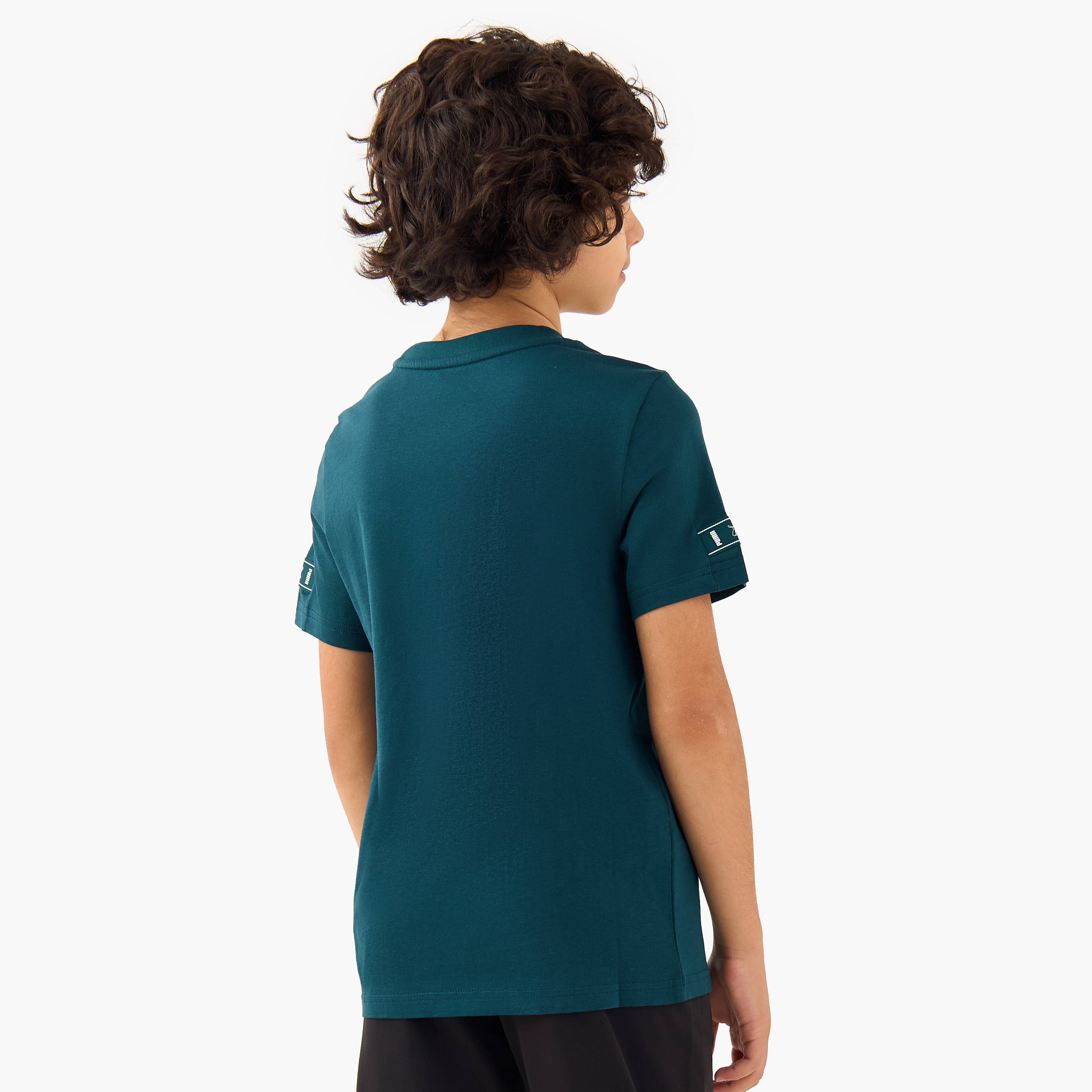 PUMA Boys Crew Neck T-shirt with Logo Embroidery - Cotton - Short Sleeves-sports-boys-clothing-tops-image-3
