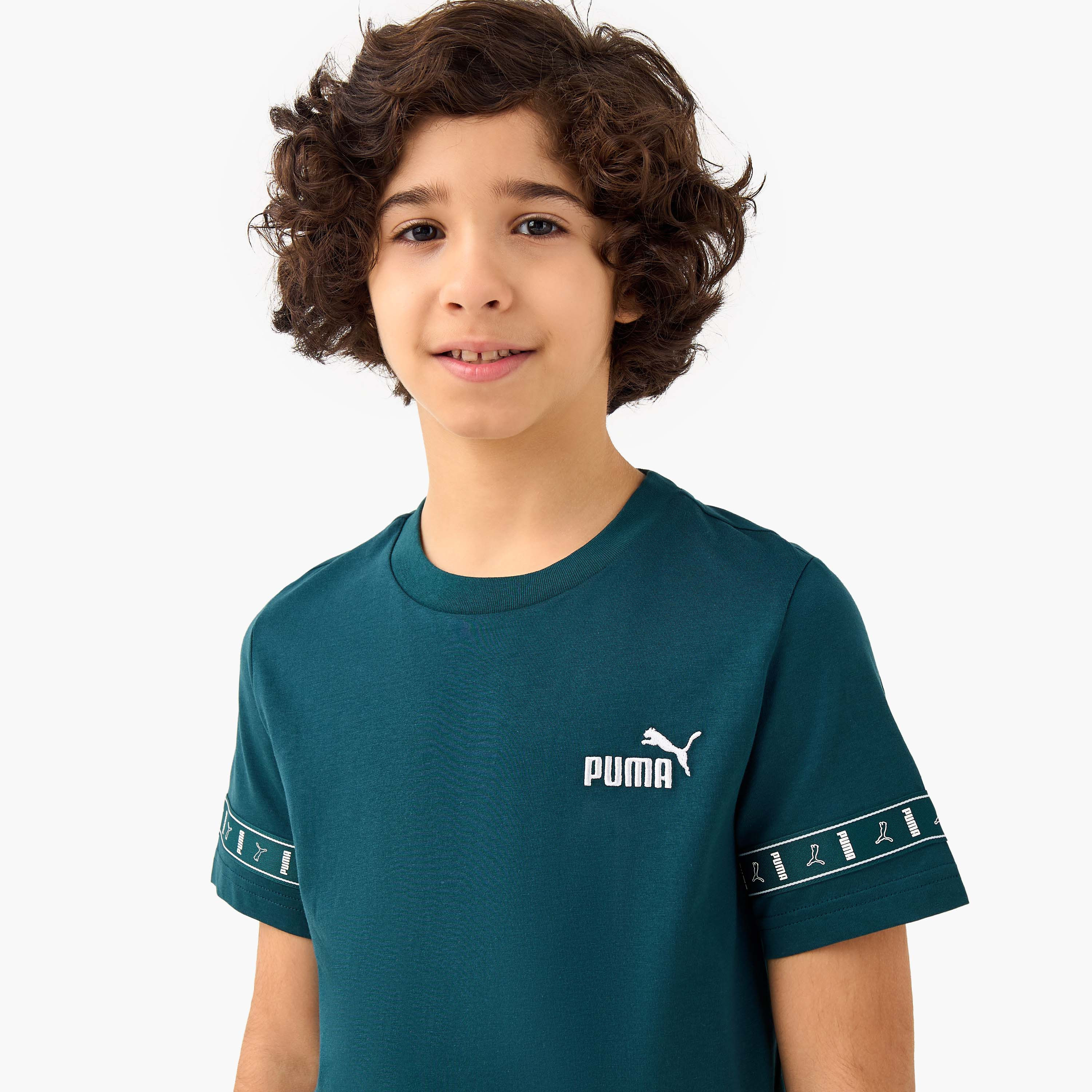 PUMA Boys Crew Neck T-shirt with Logo Embroidery - Cotton - Short Sleeves-sports-boys-clothing-tops-image-4