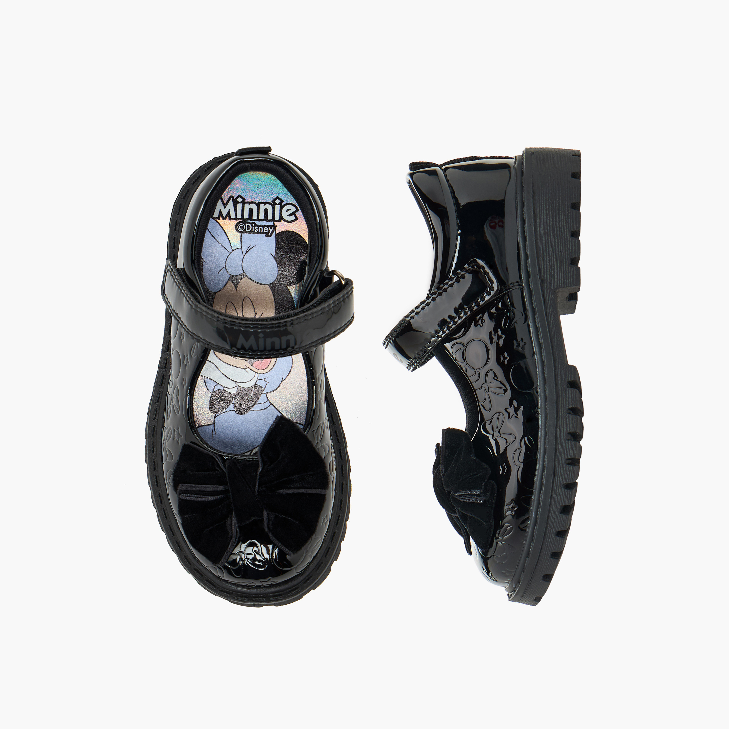 حذاء مدرسي بزينة فيونكة وشريط إغلاق لاصق للبنات من ديزني-girls-shoes-schoolshoes-image-1