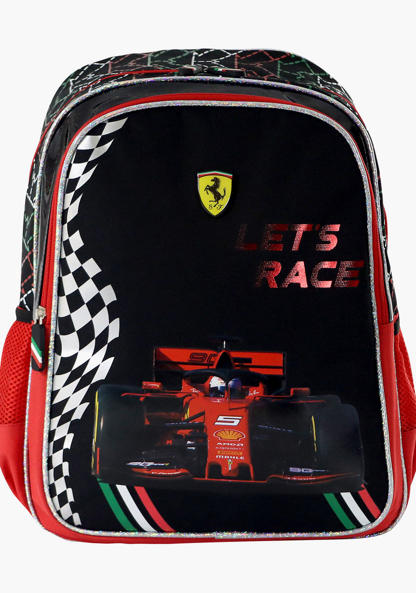 Ferrari Print Backpack with Adjustable Straps - 16 inches-Backpacks-image-0
