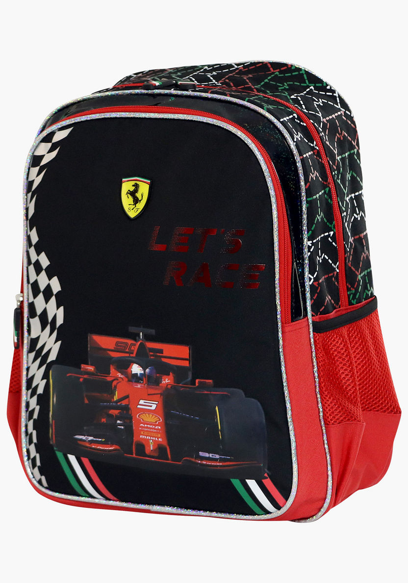 Ferrari Print Backpack with Adjustable Straps - 16 inches-Backpacks-image-2