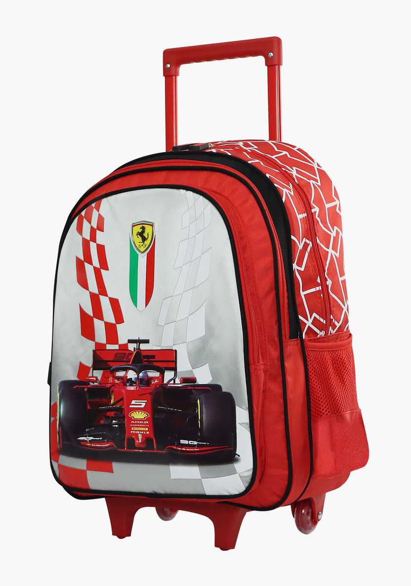 Ferrari Print Trolley Backpack with Zip Closure - 18 inches-Trolleys-image-2