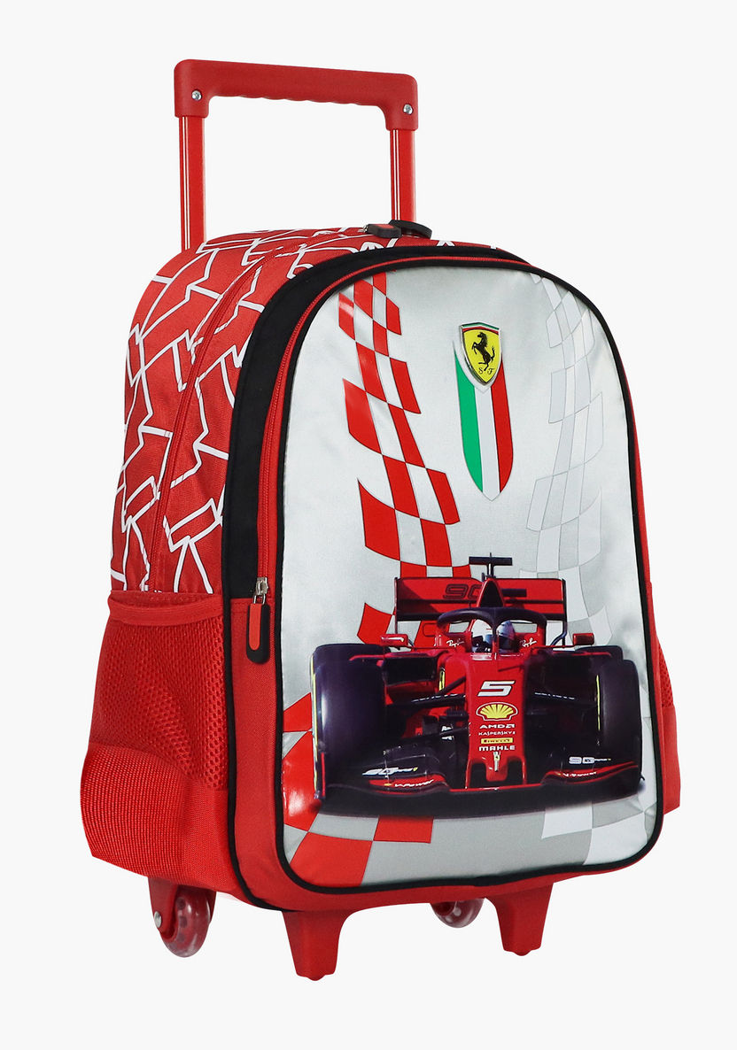 Ferrari Print Trolley Backpack with Zip Closure - 16 inches-Trolleys-image-1