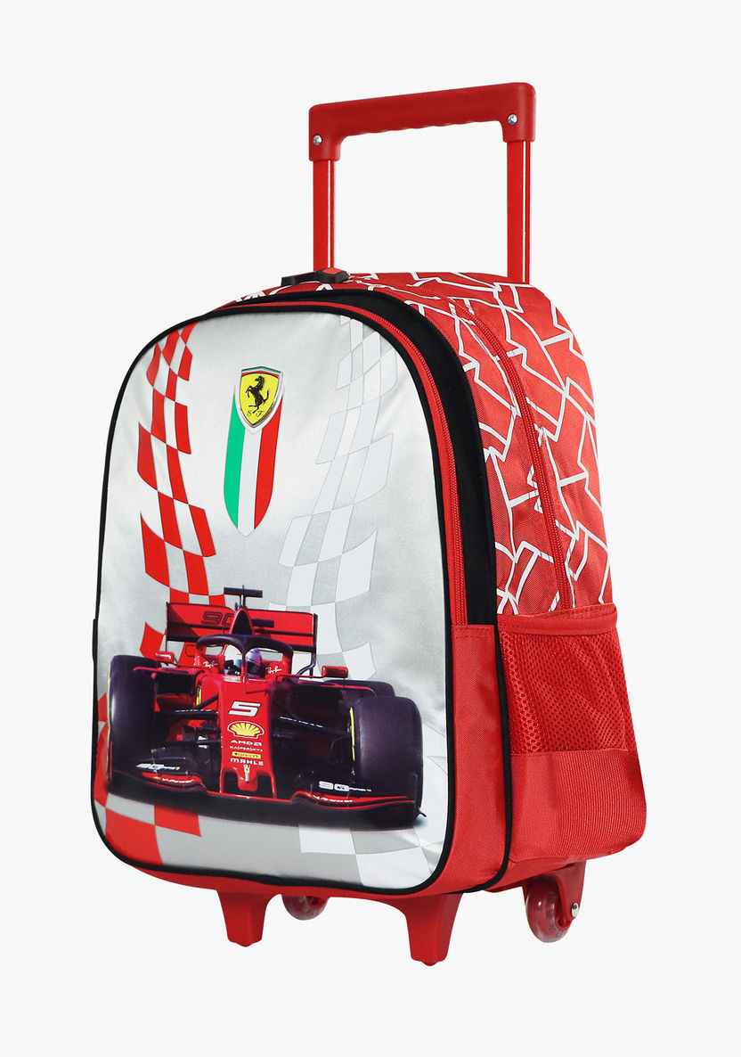 Ferrari Print Trolley Backpack with Zip Closure - 16 inches-Trolleys-image-2