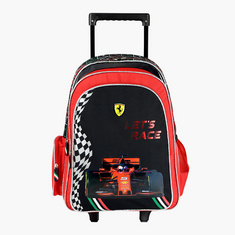 Ferrari Print Trolley Backpack with Zip Closure- 18 inches