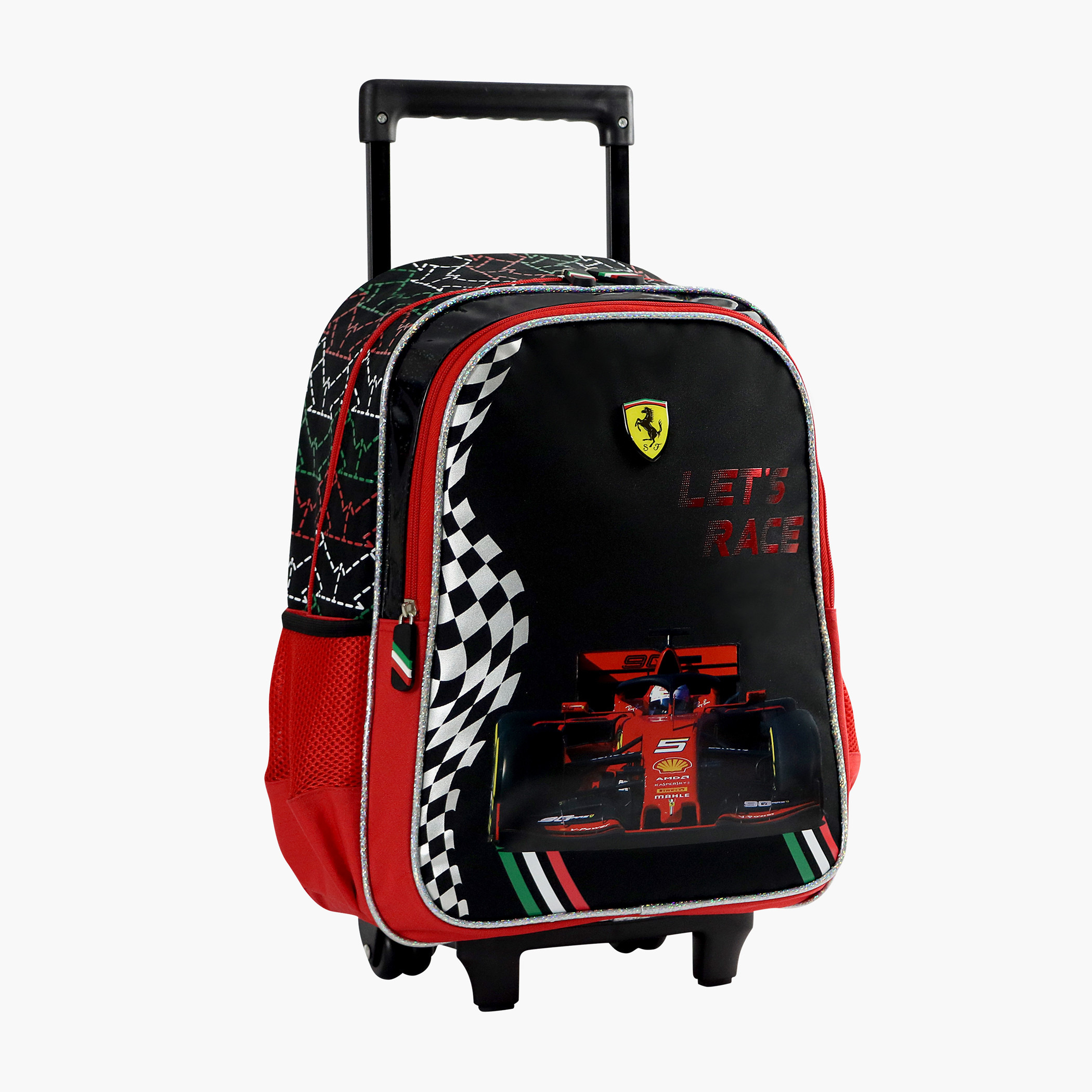 Ferrari Print Trolley Backpack with Zip Closure - 16 inches-school-bagsandbackpacks-trolleybags-image-2