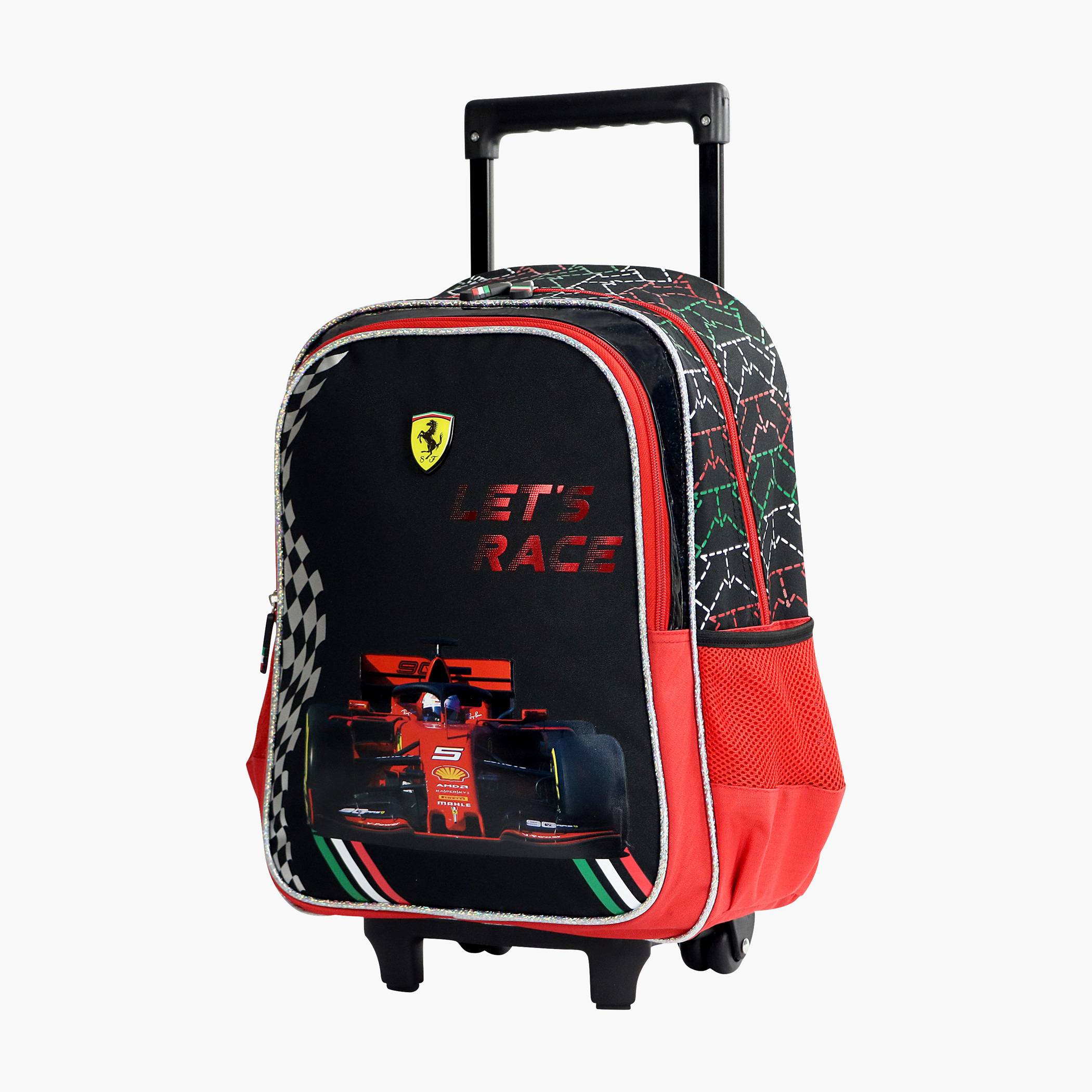 Ferrari Print Trolley Backpack with Zip Closure - 16 inches-school-bagsandbackpacks-trolleybags-image-3
