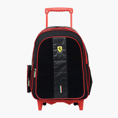 Ferrari Print Trolley Backpack with Zip Closure - 18 inches