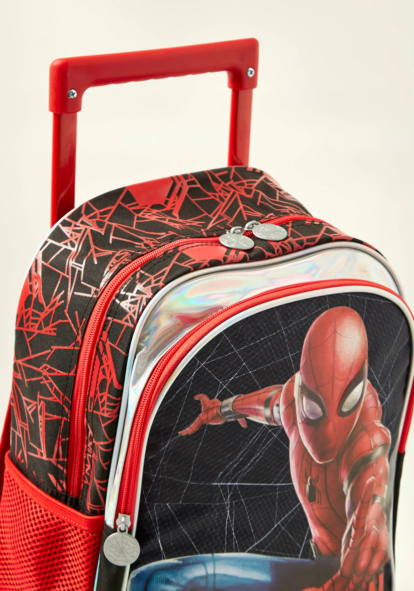 Spider-Man Print Trolley Backpack with Zip Closure - 14 inches-Trolleys-image-2