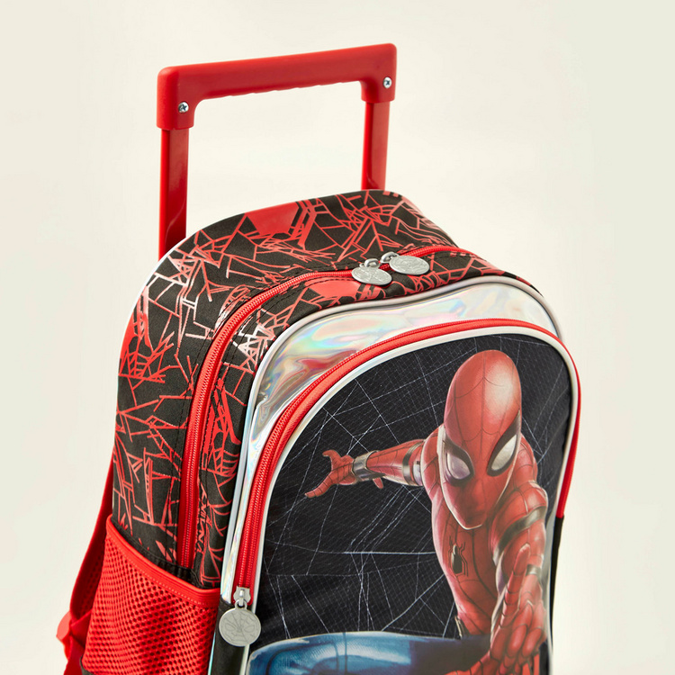 Spider-Man Print Trolley Backpack with Zip Closure - 14 inches