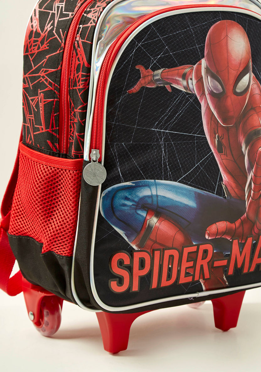 Spider-Man Print Trolley Backpack with Zip Closure - 14 inches-Trolleys-image-3