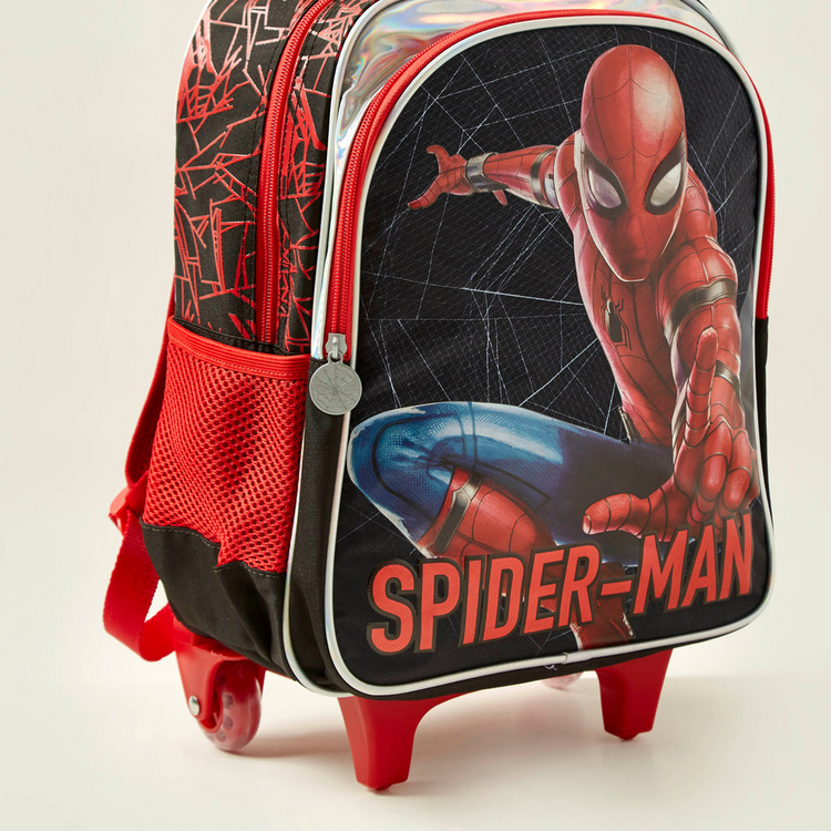 Spider-Man Print Trolley Backpack with Zip Closure - 14 inches