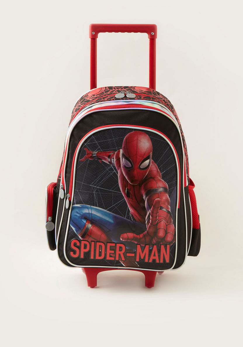 Spider-Man Print Trolley Backpack with Adjustable Straps-Trolleys-image-0