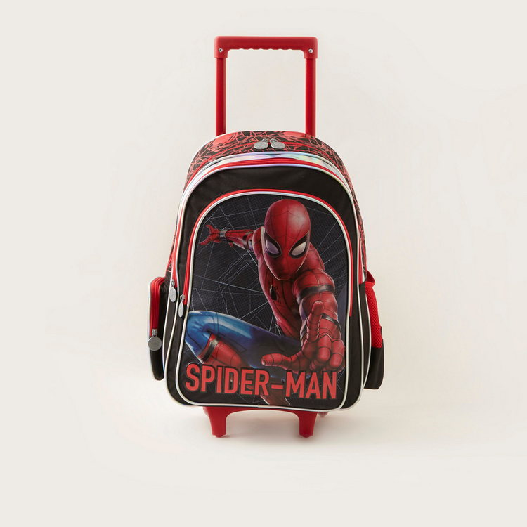 Spider-Man Print Trolley Backpack with Adjustable Straps