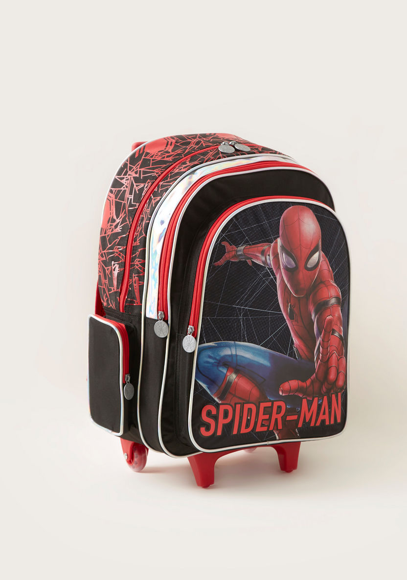 Spider-Man Print Trolley Backpack with Adjustable Straps-Trolleys-image-1
