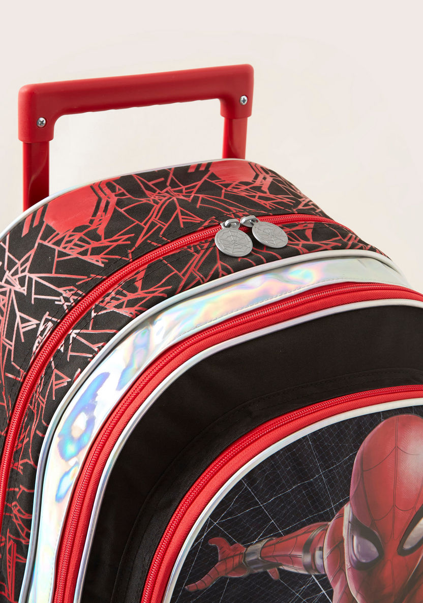Spider-Man Print Trolley Backpack with Adjustable Straps-Trolleys-image-2