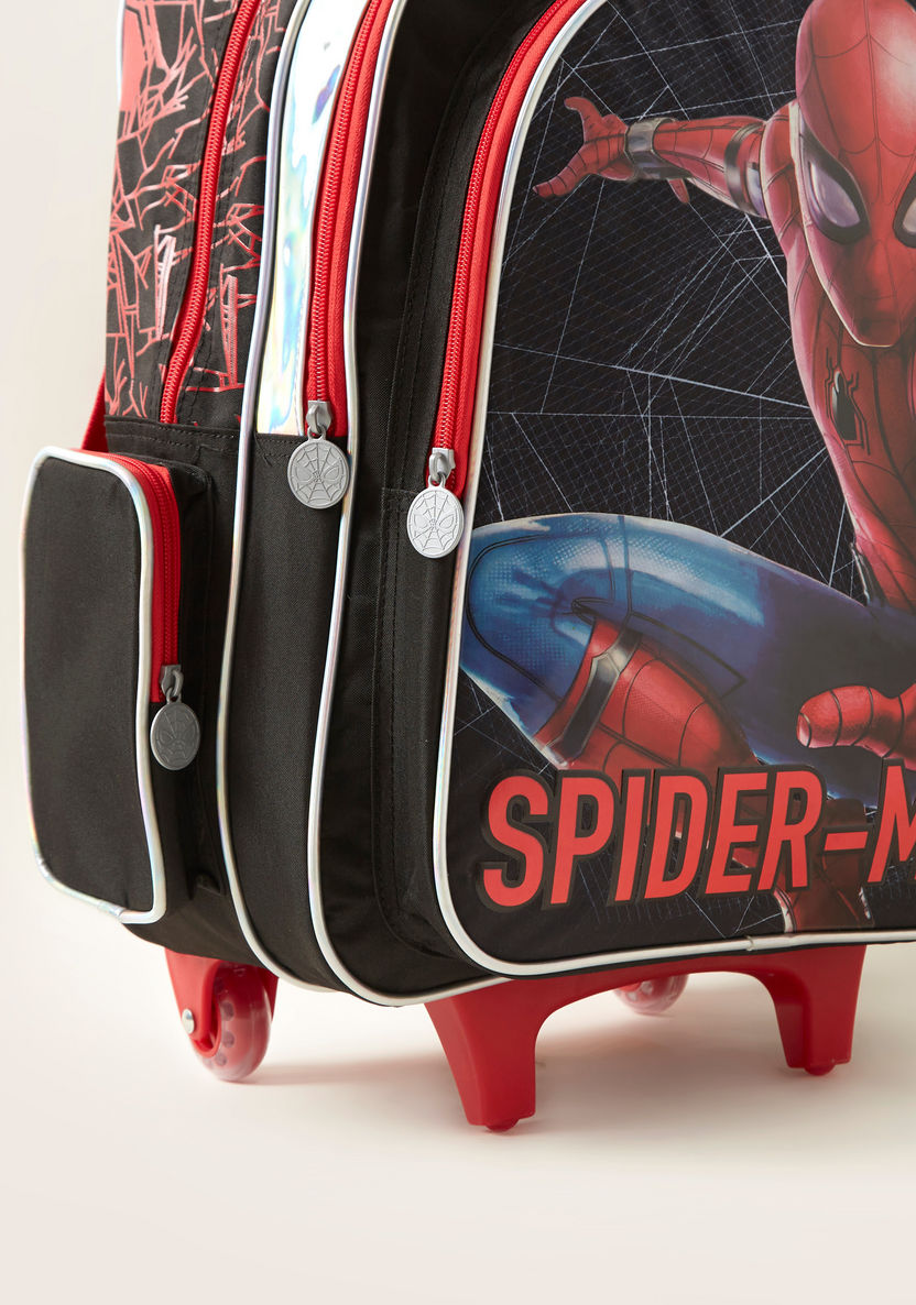 Spider-Man Print Trolley Backpack with Adjustable Straps-Trolleys-image-3