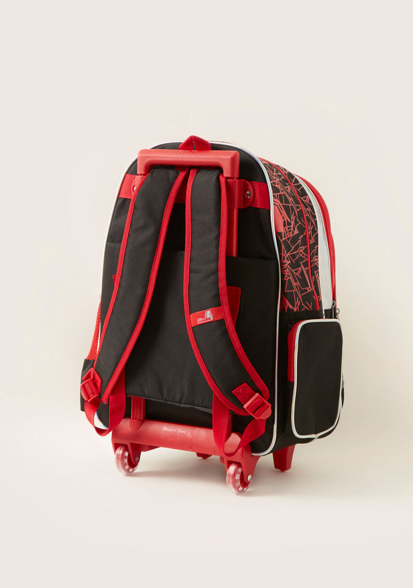 Spider-Man Print Trolley Backpack with Adjustable Straps-Trolleys-image-4