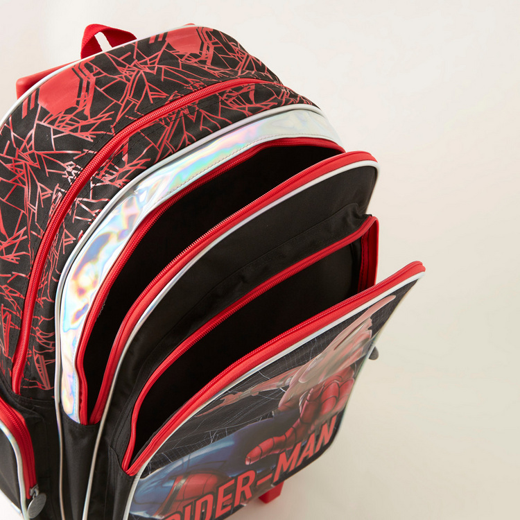 Spider-Man Print Trolley Backpack with Adjustable Straps