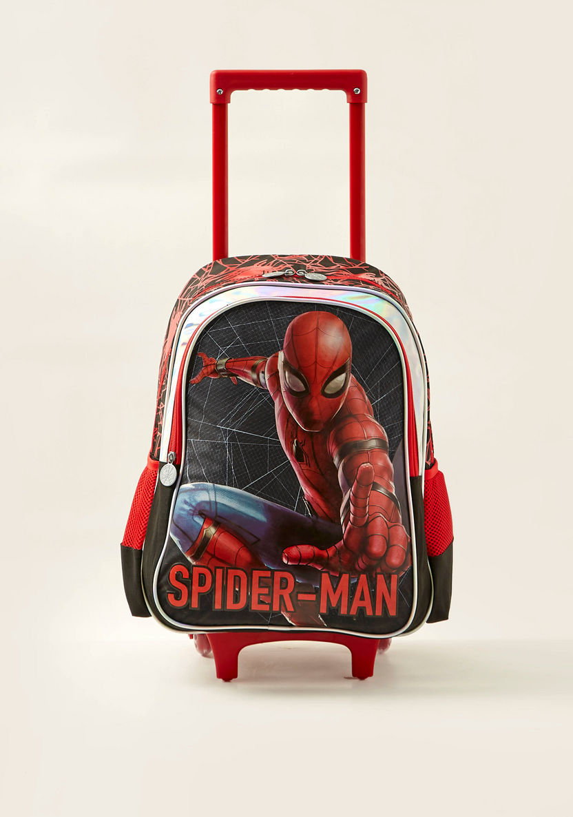 Spider-Man Print Trolley Backpack with Zip Closure - 16 inches-Trolleys-image-0