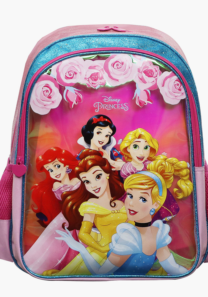 Disney Princess Print Backpack with Adjustable Straps and Zip Closure-Backpacks-image-0