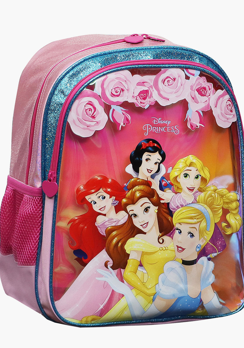 Disney Princess Print Backpack with Adjustable Straps and Zip Closure-Backpacks-image-1