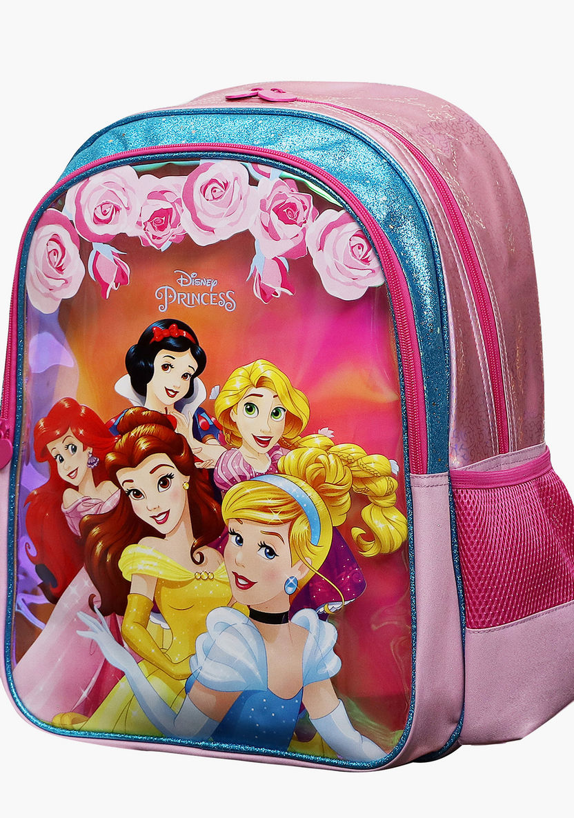 Disney Princess Print Backpack with Adjustable Straps and Zip Closure-Backpacks-image-2
