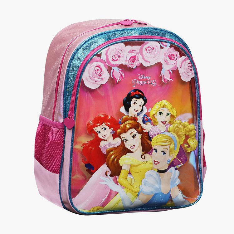 Disney Princess Print Backpack with Adjustable Straps and Zip Closure