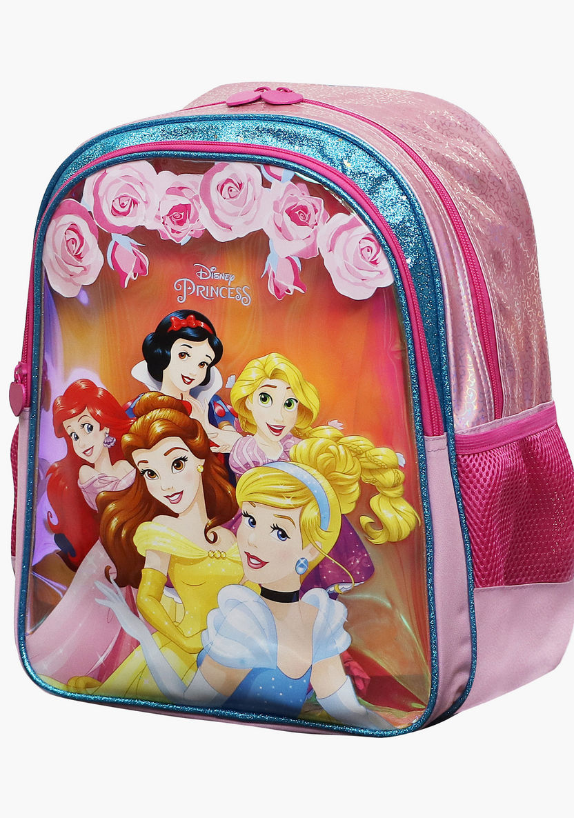 Disney Princess Print Backpack with Adjustable Straps and Zip Closure-Backpacks-image-2