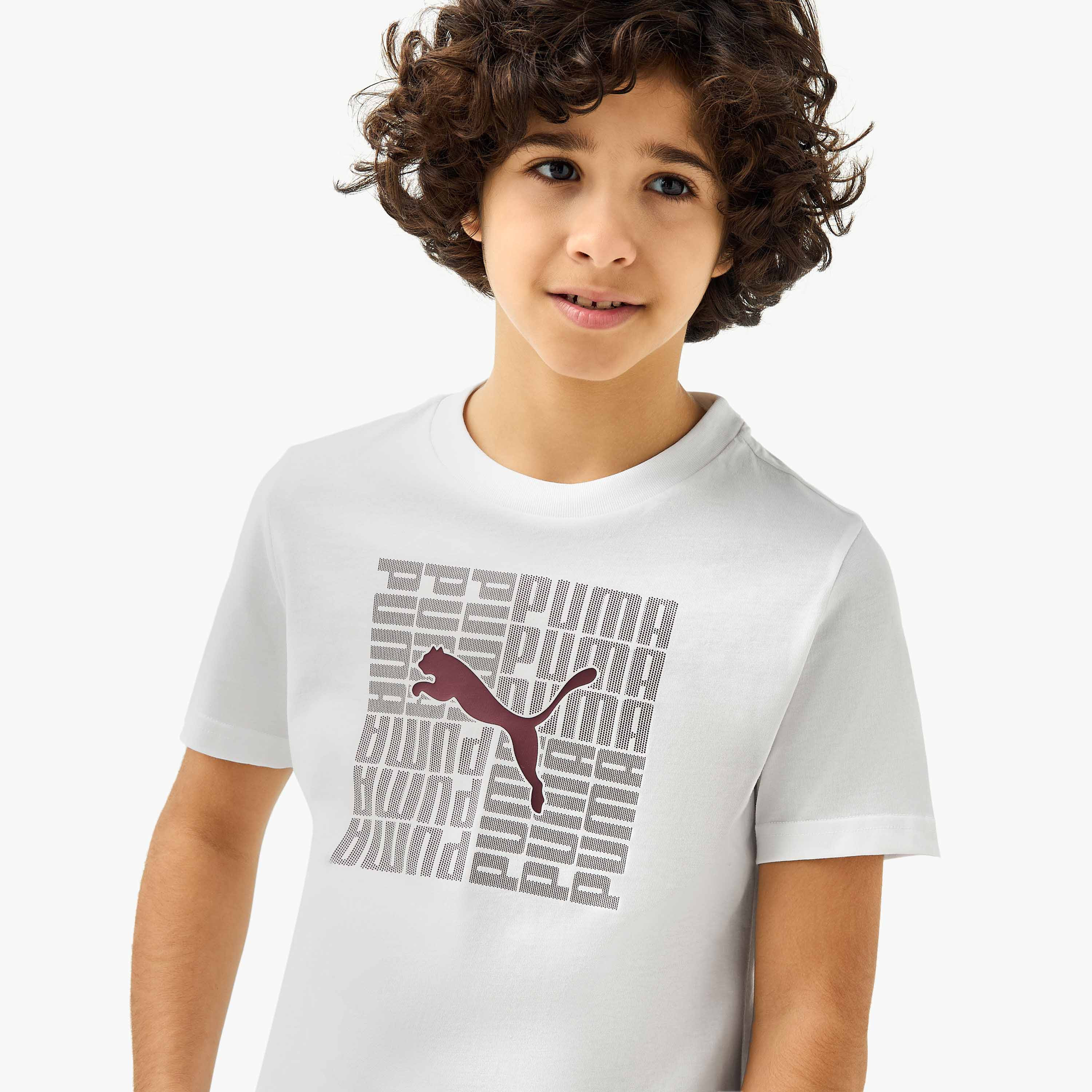 PUMA Logo Print T-shirt with Short Sleeves-boys-clothing-sportswear-tops-image-4