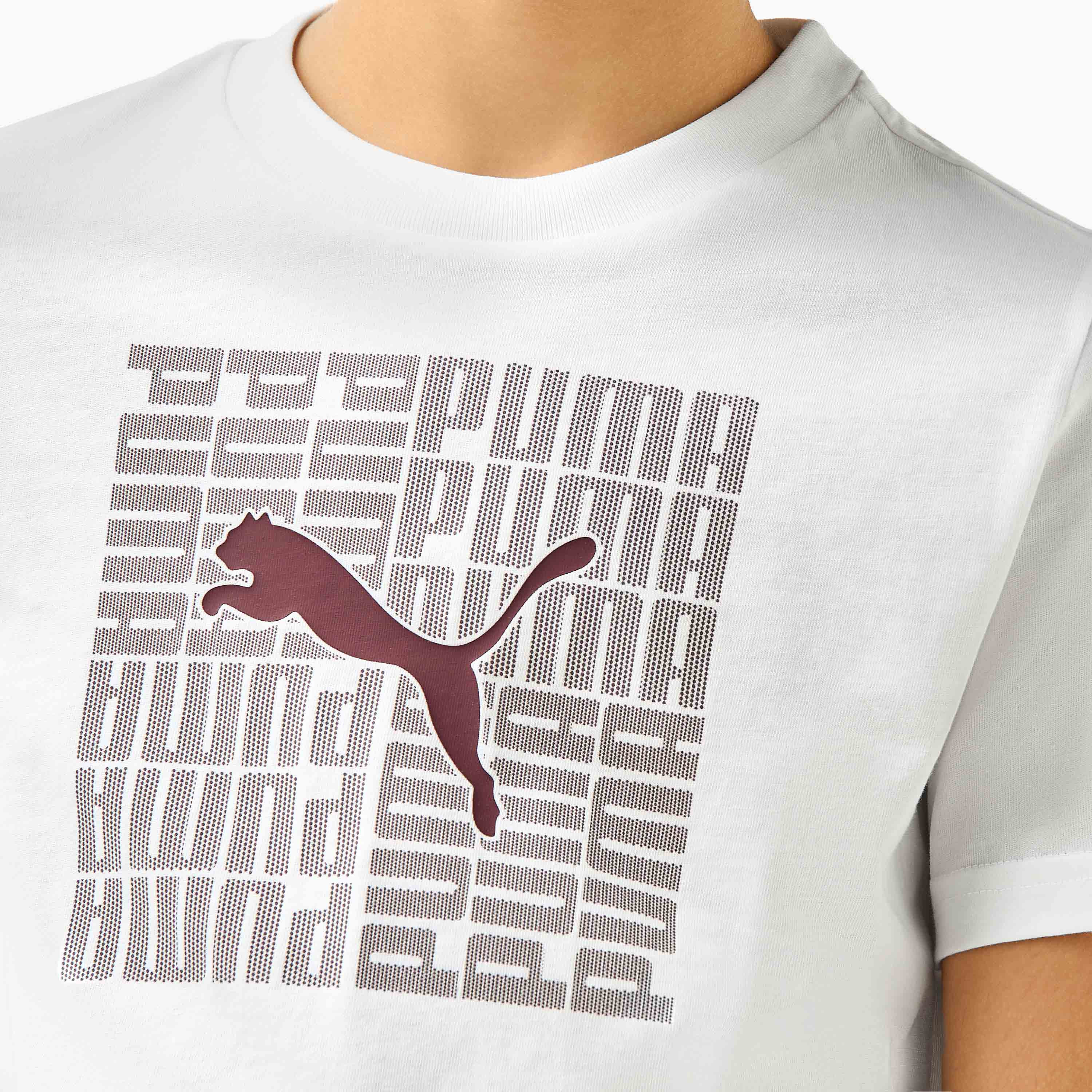 PUMA Logo Print T-shirt with Short Sleeves-boys-clothing-sportswear-tops-image-5