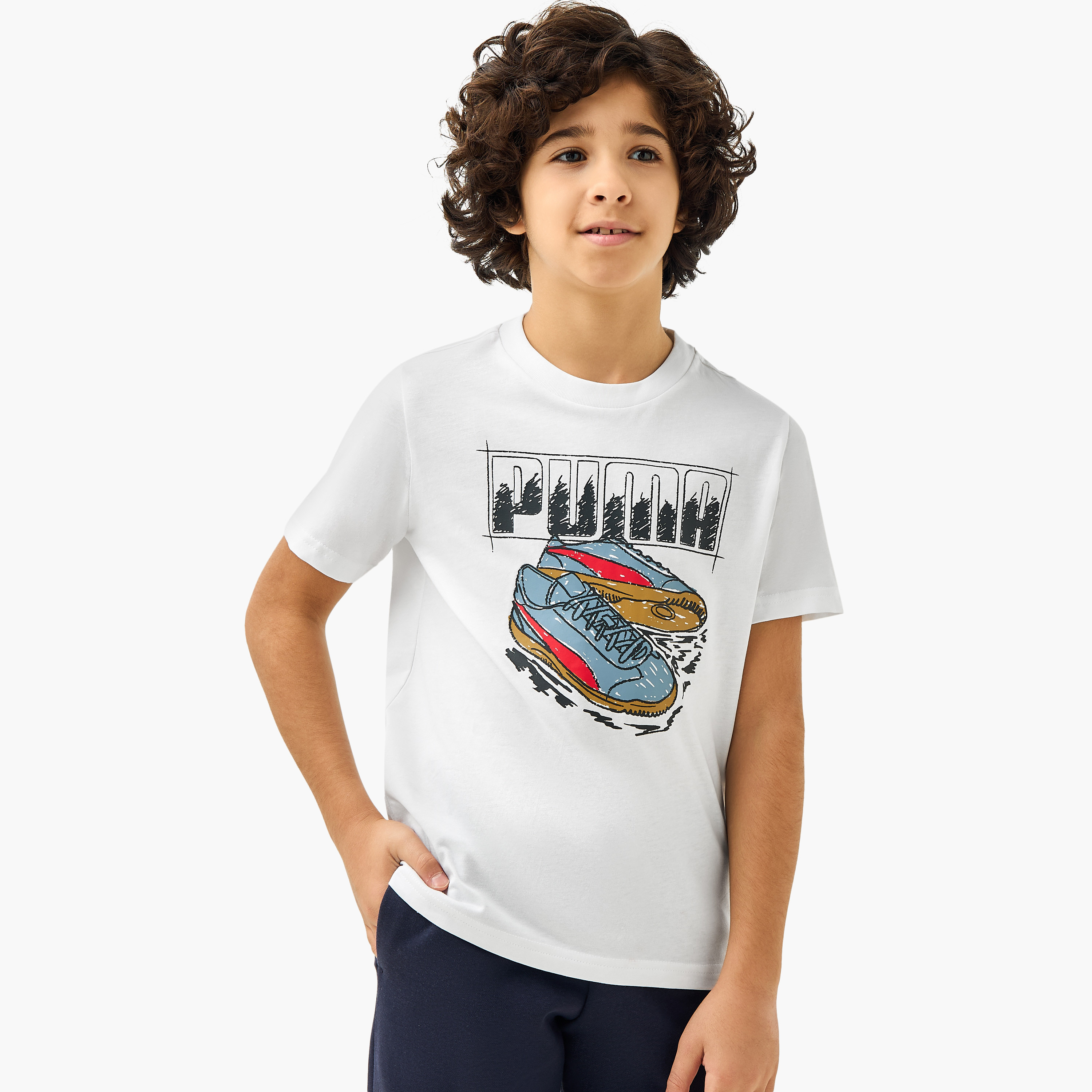 PUMA Graphic Print T-shirt with Short Sleeves-boys-clothing-sportswear-tops-image-1