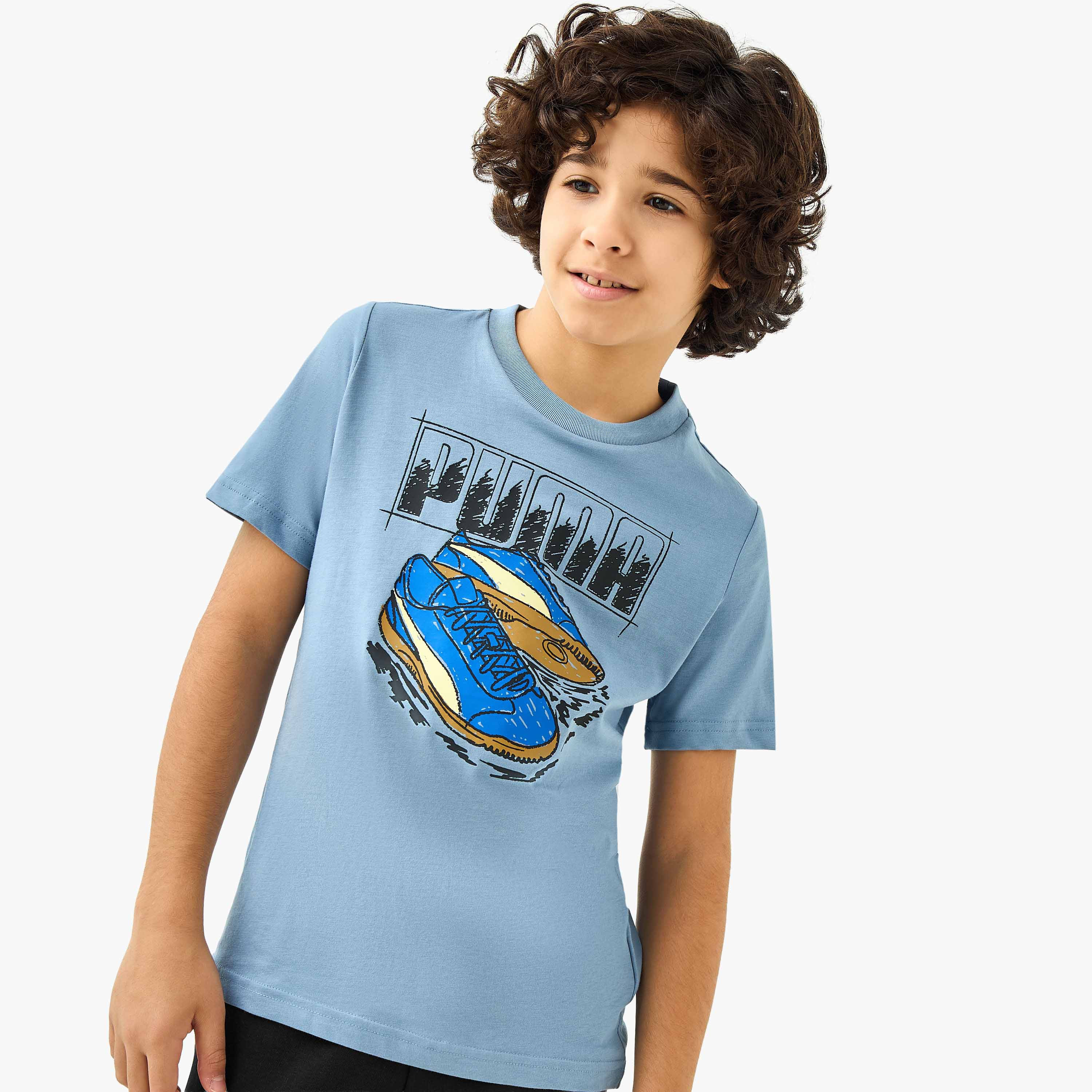PUMA Graphic Print T-shirt with Short Sleeves-boys-clothing-sportswear-tops-image-1