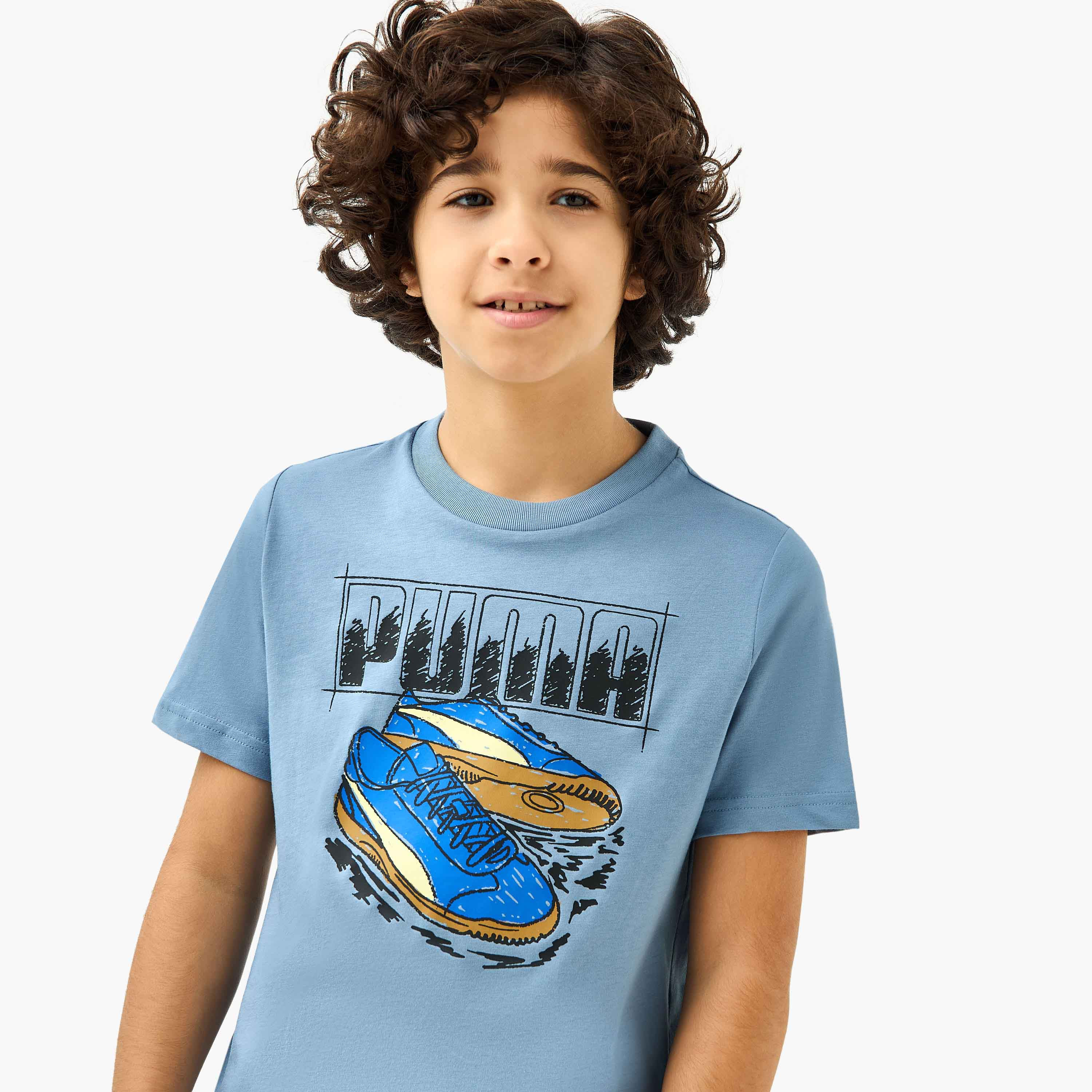 PUMA Graphic Print T-shirt with Short Sleeves-boys-clothing-sportswear-tops-image-4