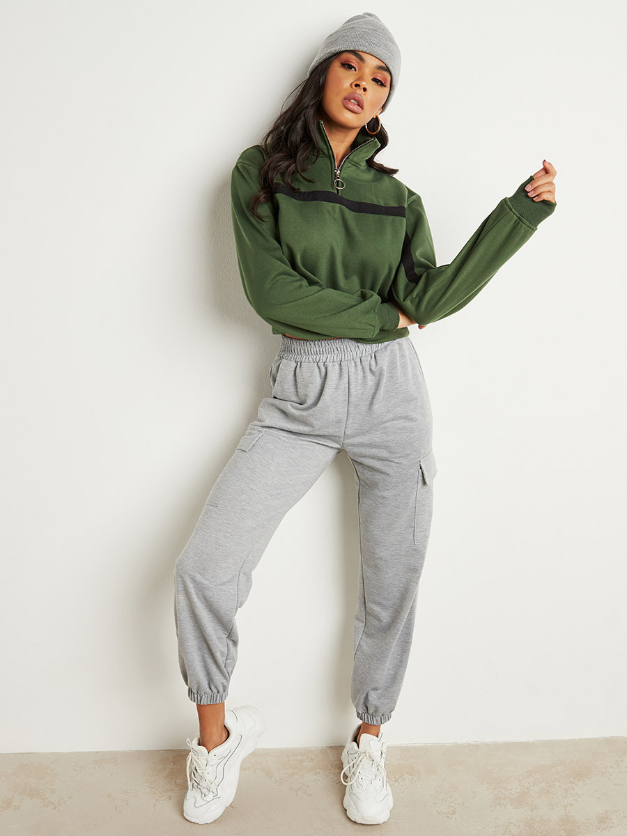 Styli Funnel Neck Zip Closure Crop Sweatshirt with Contrast Striped-women-clothing-hoodiesandsweatshirts-sweatshirts-image-6
