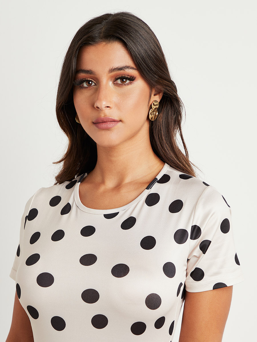 Styli Polka Dot Printed Short Sleeves A-Line Midi Dress-women-clothing-dresses-image-2