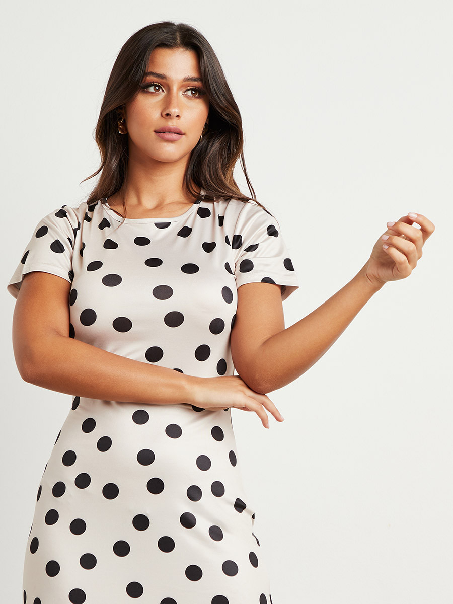 Styli Polka Dot Printed Short Sleeves A-Line Midi Dress-women-clothing-dresses-image-3