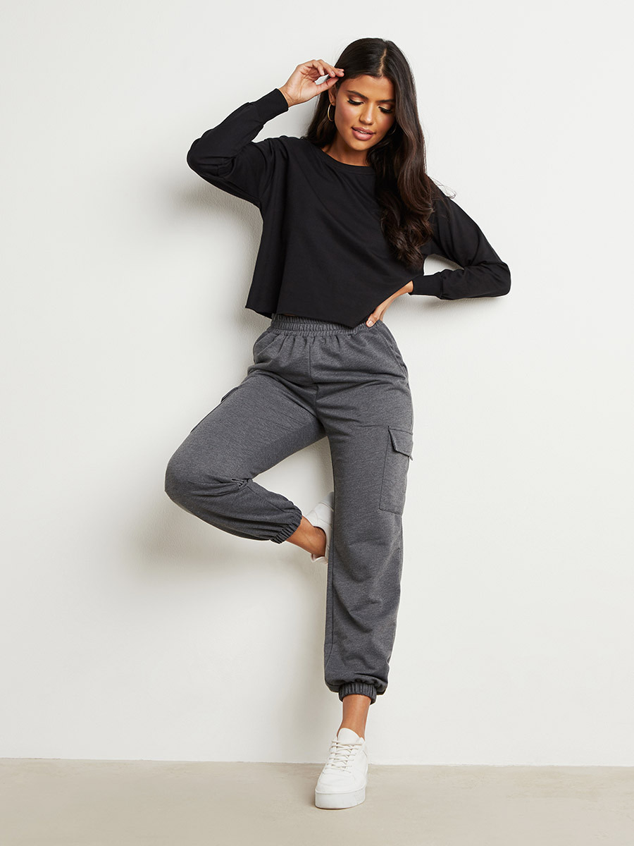 Basic Cropped Sweatshirt with Long Sleeves-women-clothing-hoodiesandsweatshirts-sweatshirts-image-2
