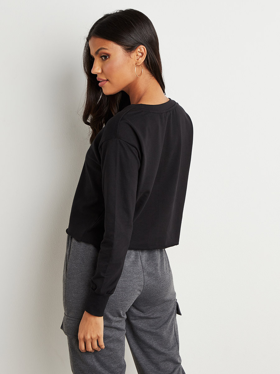 Basic Cropped Sweatshirt with Long Sleeves-women-clothing-hoodiesandsweatshirts-sweatshirts-image-3