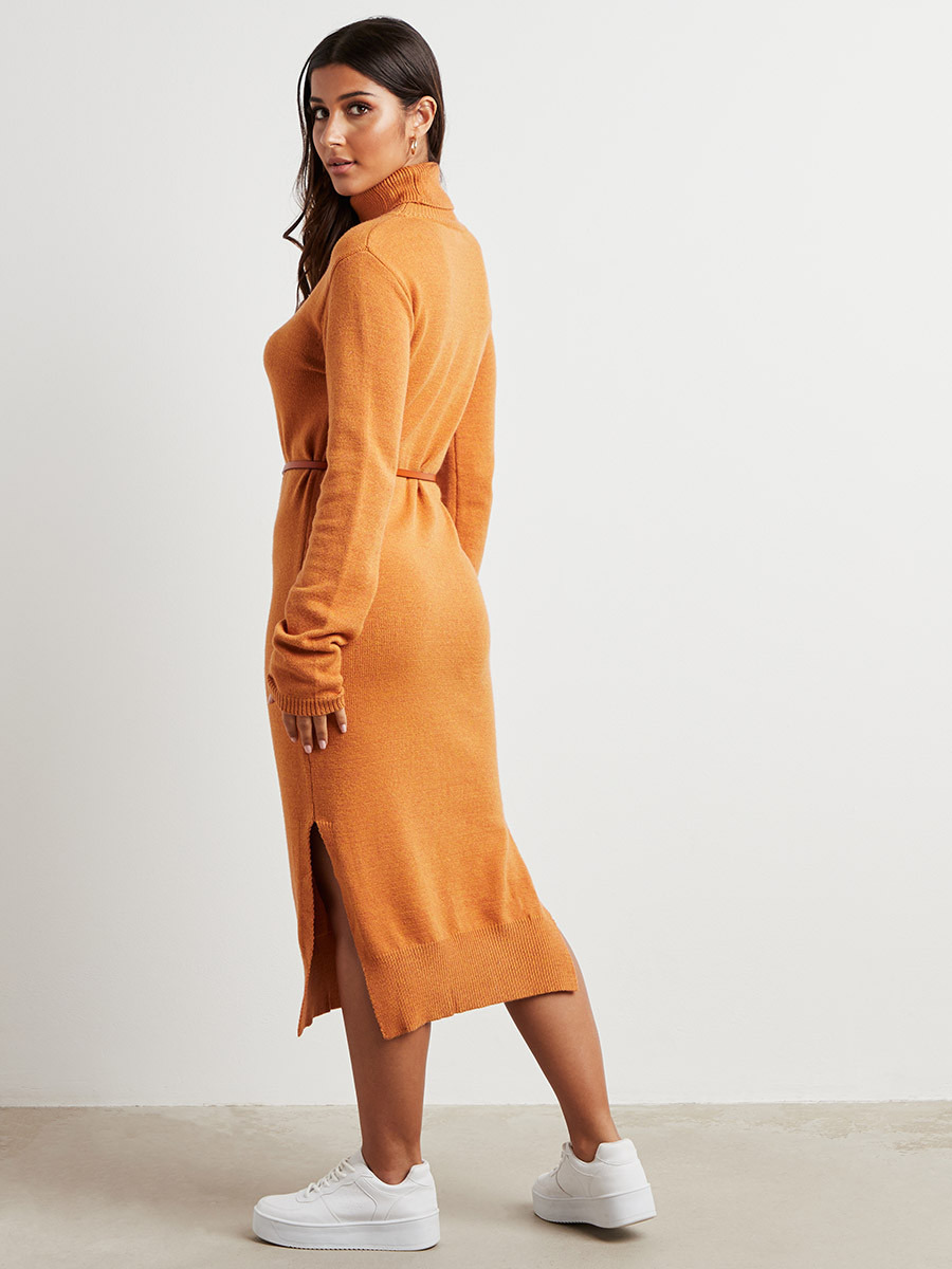 Styli Side Split Detail Roll Neck Jumper Midi Dress-women-clothing-dresses-image-3