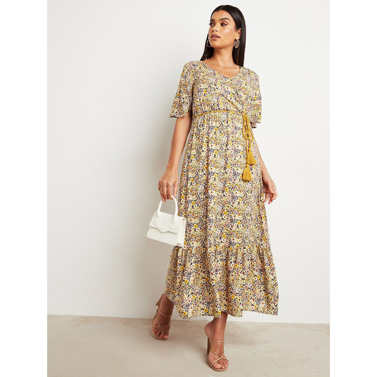 Styli All Over Printed V Neck Maxi Dress with Self Tie String Waist-women-clothing-dresses-image-1