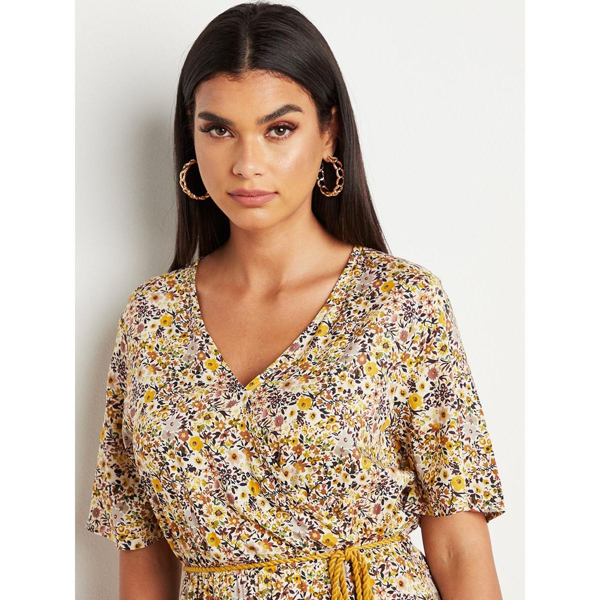 Styli All Over Printed V Neck Maxi Dress with Self Tie String Waist-women-clothing-dresses-image-2