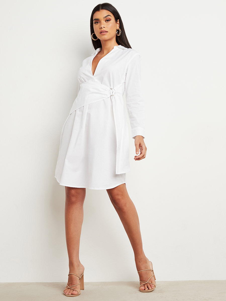 فستان قصير بتصميم قميص من ستايلي-women-clothing-dresses-image-1