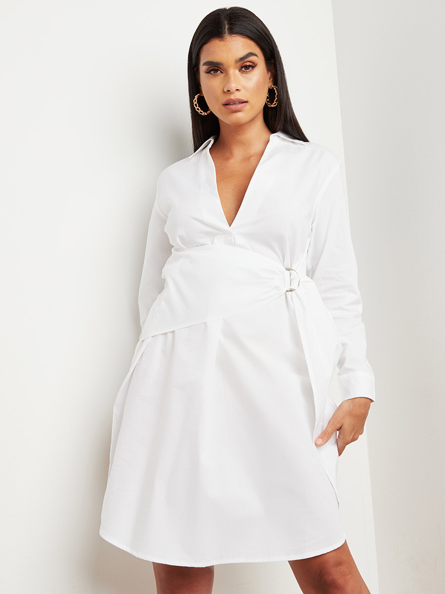 فستان قصير بتصميم قميص من ستايلي-women-clothing-dresses-image-4