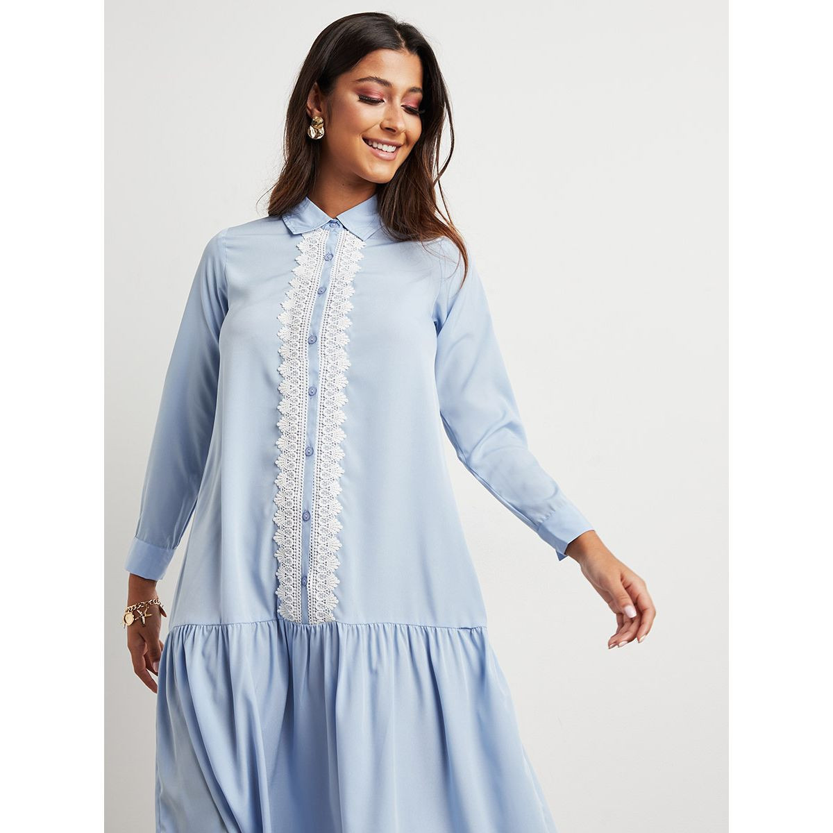 فستان ميدي بتفاصيل دانتيل من ستايلي-women-clothing-dresses-image-3