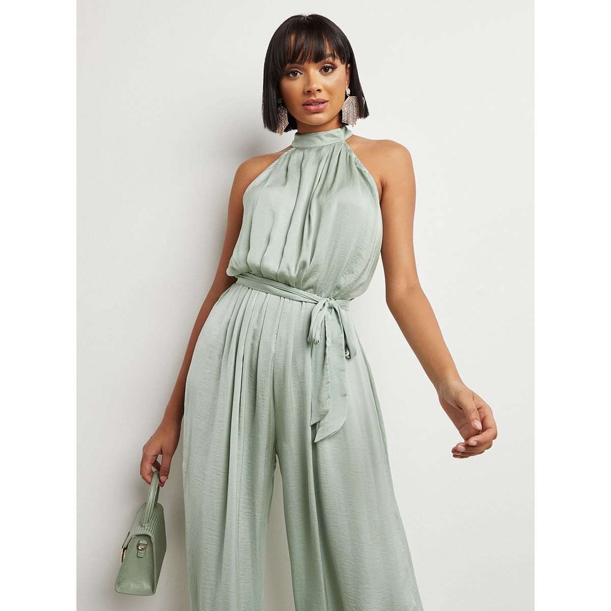 Styli Halter Neck Wide Leg Jumpsuit with Tie Belt-women-clothing-jumpsuits-image-2